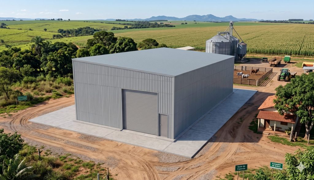 Kit de galpão metálico pré-moldado 10x25 metros, sem fechamento lateral